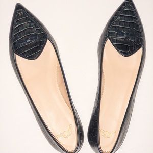 J. Crew Dark Green Leather Flats